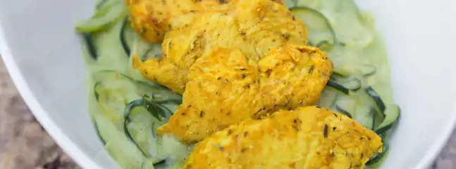 Zucchini Alfredo With Tumeric Chicken