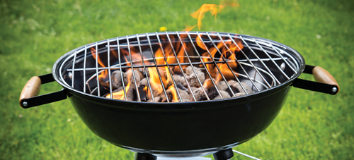 Close up of a lit charcoal grill